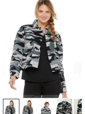 Rock & Republic Camo Cropped Denim Jacket